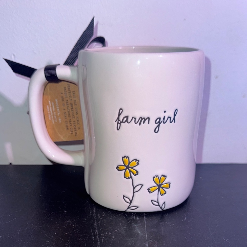Rae Dunn White Mug with Yellow Floral Design - Picture 2 of 2